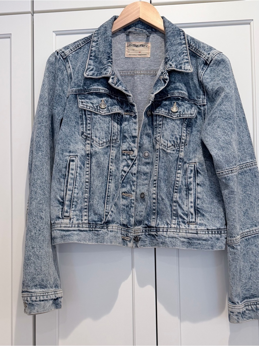 We The Free Acid Wash Denim Jacket - Light Blue